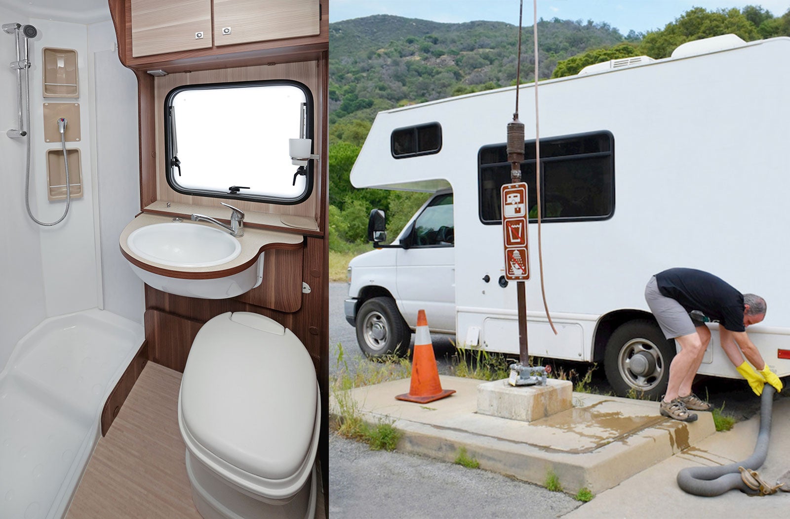 Portable RV/camper toilet and holding tank setup in Chillicothe, Ohio