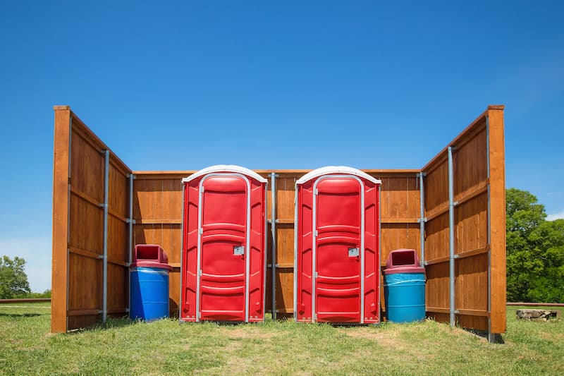 Short-term porta potty units staged for delivery in Chillicothe, Ohio